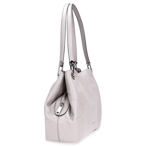 michael kors raven pebbled leather pearl grey|Michael Kors Raven Large Pebbled Leather Shoulder Tote, Pearl .